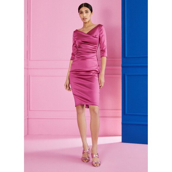 Talbot Runhof Komoe3 Cocktail Dress / Size 6 / Size 36 / Turquoise Gathered - Picture 13 of 13